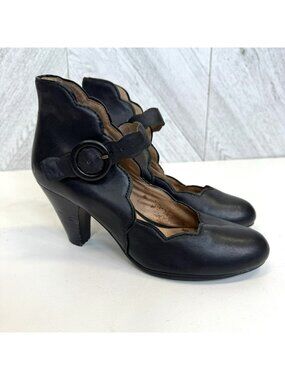 Miz Mooz Carissa Black Mary Jane Pump Shoes Womens Size 8 Leather Pinup Retro